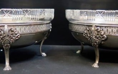 Vintage Continental Silver/Crystal Table Servers