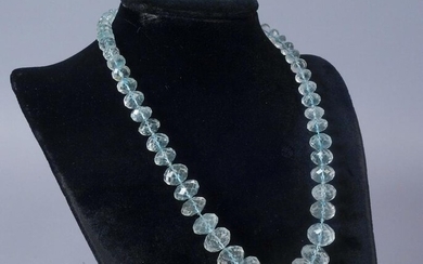 Vintage Faceted Blue Topaz Gemstone Bead Necklace