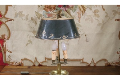 Vintage French Napoleon III brass & toleware briolette lamp,...