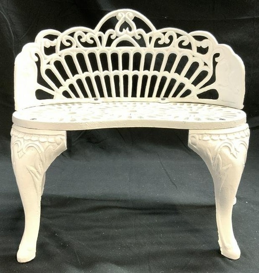 Vintage Iron Doll Furniture Bench White