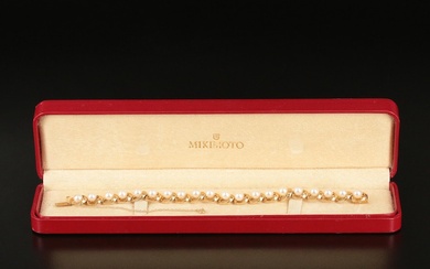 Vintage Mikimoto 14K Pearl Line Bracelet