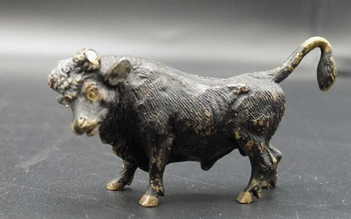 Vintage Vienna bronze bull. Cold painted