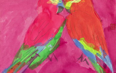 WALASSE TING (DING XIONGQUAN, 1928-2010) A Pair of Parrots