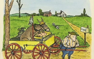 WILLIAM STEIG. "`Bats and Barnacles!' Ebenezer exclaimed..." Story illustration for Steig's Farmer Palmer's...