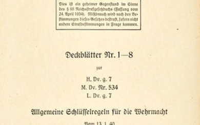 WORLD WAR TWO: GERMAN ARMED FORCES REGULATIONS FOR THE USE OF MILITARY CODES AND CYPHERS.
