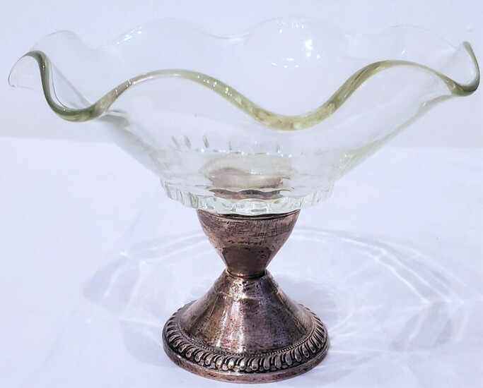Weighted Sterling Glass Candy Dish