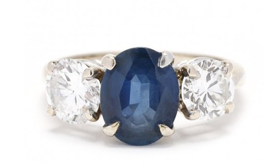 White Gold, Sapphire, and Diamond Ring