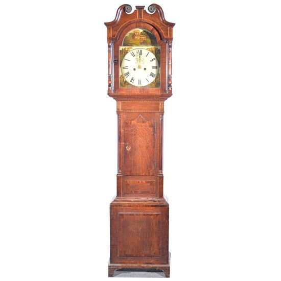 William IV oak and mahogany longcase clock