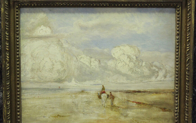 William Joseph Julius Caesar Bond - Horse with Rider and a Figure in a Beach Landscape, oil on panel
