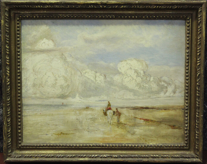 William Joseph Julius Caesar Bond - Horse with Rider and a Figure in a Beach Landscape, oil on panel
