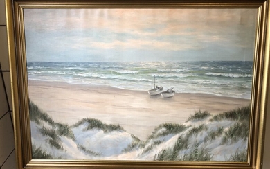 Wolmer Zier: Coastal scene. Signed Zier. Oil on canvas. 66×96.5 cm. Frame size 77×106 cm.