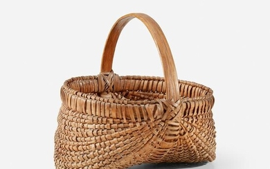 Woven oak splint basket, late 19th/early 20th century
