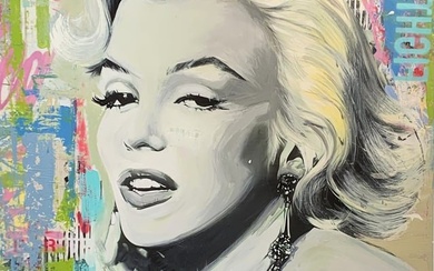 Yasemen Asad "Graffiti Flamour (Marilyn Monroe)" Signed Mixed Media