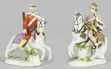 Zwei Miniatur-Figuren "Husar zu Pferde"