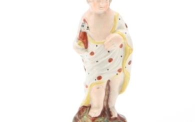 Staffordshire Earthenware Figurine of Child with Parrot, Mid-19th Century