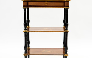 INLAID THREE-TIER TABLE W/ GALLERY