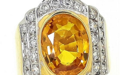 11.48 g 18K Yellow Gold 7.50 cts Sapphire Diamond Ring