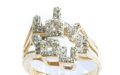 14K YG & Diamond I LOVE YOU Ring