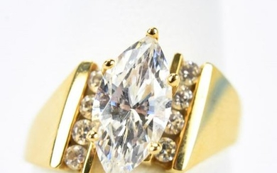 14kt Yellow Gold & CZ Navette Ring