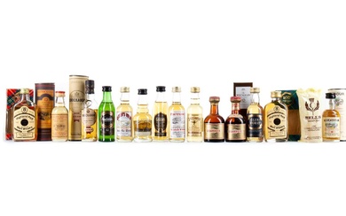 16 ASSORTED MINIATURES INCLUDING 2 HIGHLAND PARK 8 YEAR OLD 100° PROOF FROM GORDON & MACPHAIL