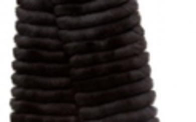 16046: Chanel Dark Brown & Black CC Rabbit Fur Scarf Co