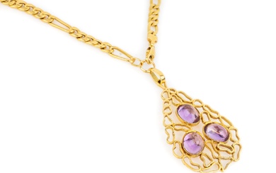 18 kt gold design pendant with amethysts ,...