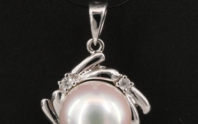 18K Pearl and Diamond Pendant