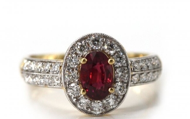 18K Yellow-Gold Ruby and Diamond Ring