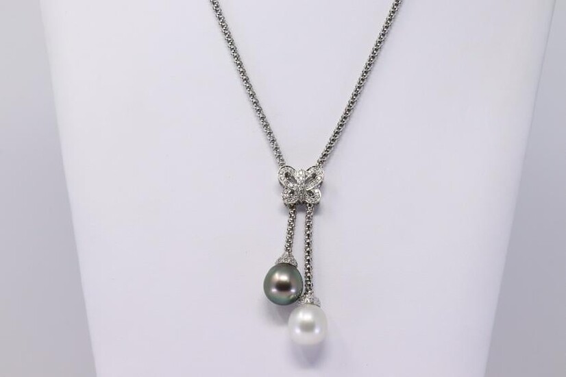 18KT South Sea/Black Tahitian Pearl Necklace w/
