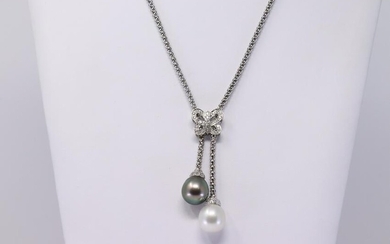 18KT South Sea/Black Tahitian Pearl Necklace w/