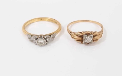 18ct gold diamond single stone ring and one other