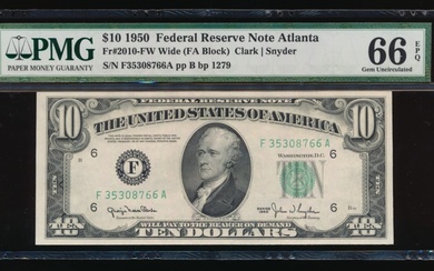 1950 $10 Atlanta FRN PMG 66EPQ