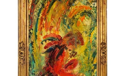 1974 AMERICAN ABSTRACT OIL PAINTING SIGNED