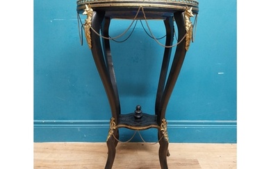 19th C. French ebonised jardiniere stand with brass gallery ...