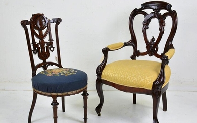 2 Carved Mahogany Chairs
