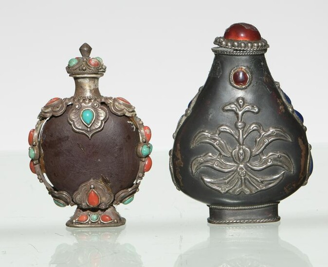 2 Chinese Silver Snuff Bottles, Late 19-Early 20th