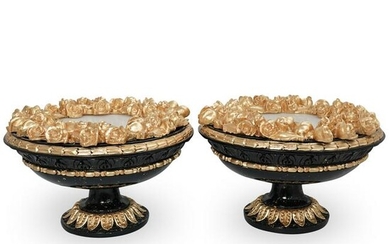 (2 Pc) Lacquered and Giltwood Table Lamps