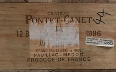 Chateau Pontet-Canet 1996 Pauillac 12 bottles owc 92+/100 Robert Parker...