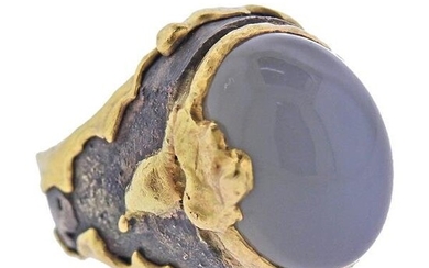 20k Gold Grey Moonstone Ring