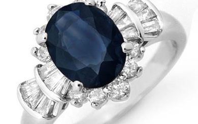 2.13 ctw Blue Sapphire & Diamond Ring 18k White Gold