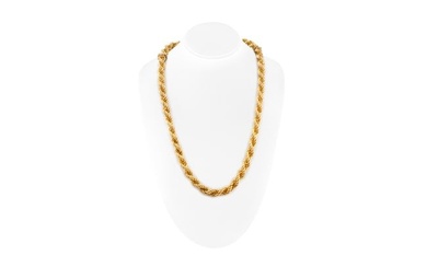 26" 18K Yellow Gold Rope Chain Necklace and Bracelet