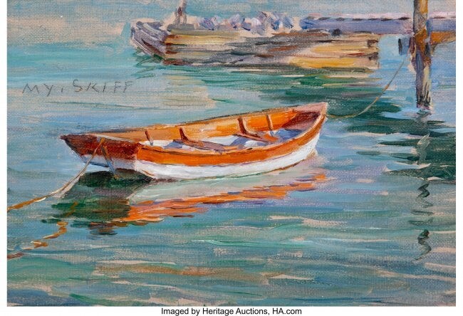 27046: Reynolds Beal (American, 1867-1951) My skiff Oil