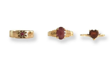 3 14K Gold Rings with Garnets