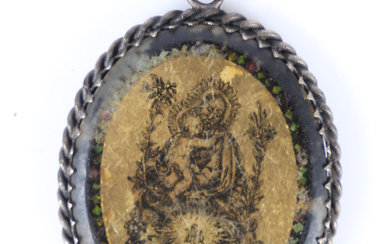 3418646. A FRENCH GLASS, SILVER AND PARCEL-GILT DEVOTIONAL MEDALLION SECOND HALF 17TH CENTURY.