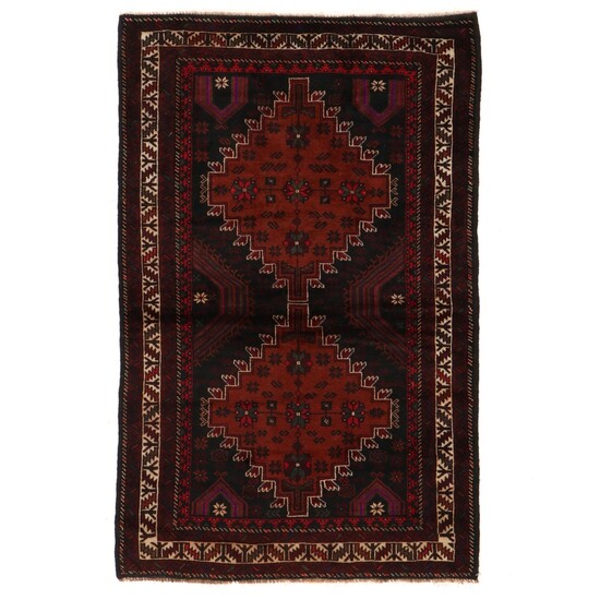 3'9 x 5'11 Hand-Knotted Afghan Baluch Area Rug