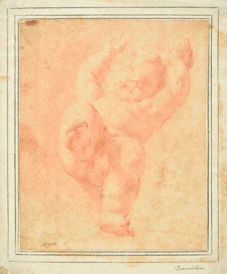 Zampieri (Domenico, Il Domenichino, 1581-1641). Putto falling backwards, red chalk