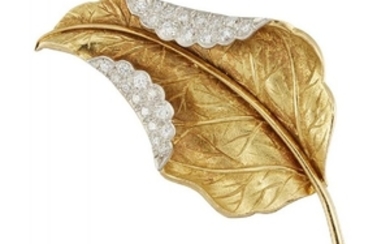 An 18ct gold diamond brooch, designed as...