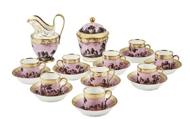 46-Porcelain coffee service set with pink background and...
