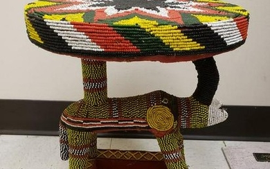 African Beaded Wood Bamileke Stool /Table Cameroon