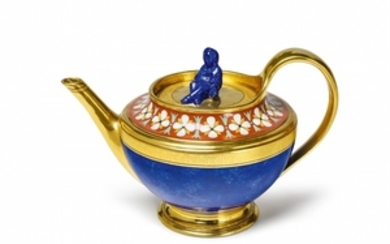 A Berlin KPM porcelain teapot with imitation ...
